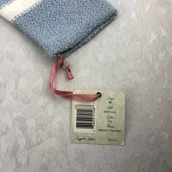 Intuitions Gorgeous Vintage White and Blue Stripe Cozy Soft Knit Sweater NWT - Picture 8 of 11